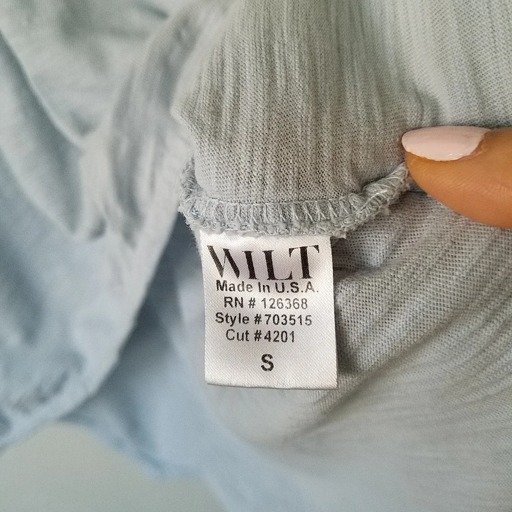 WILT Slub Cotton Powder Blue Asemetrical Relaxed Fit Shirt Top Small - Picture 8 of 9